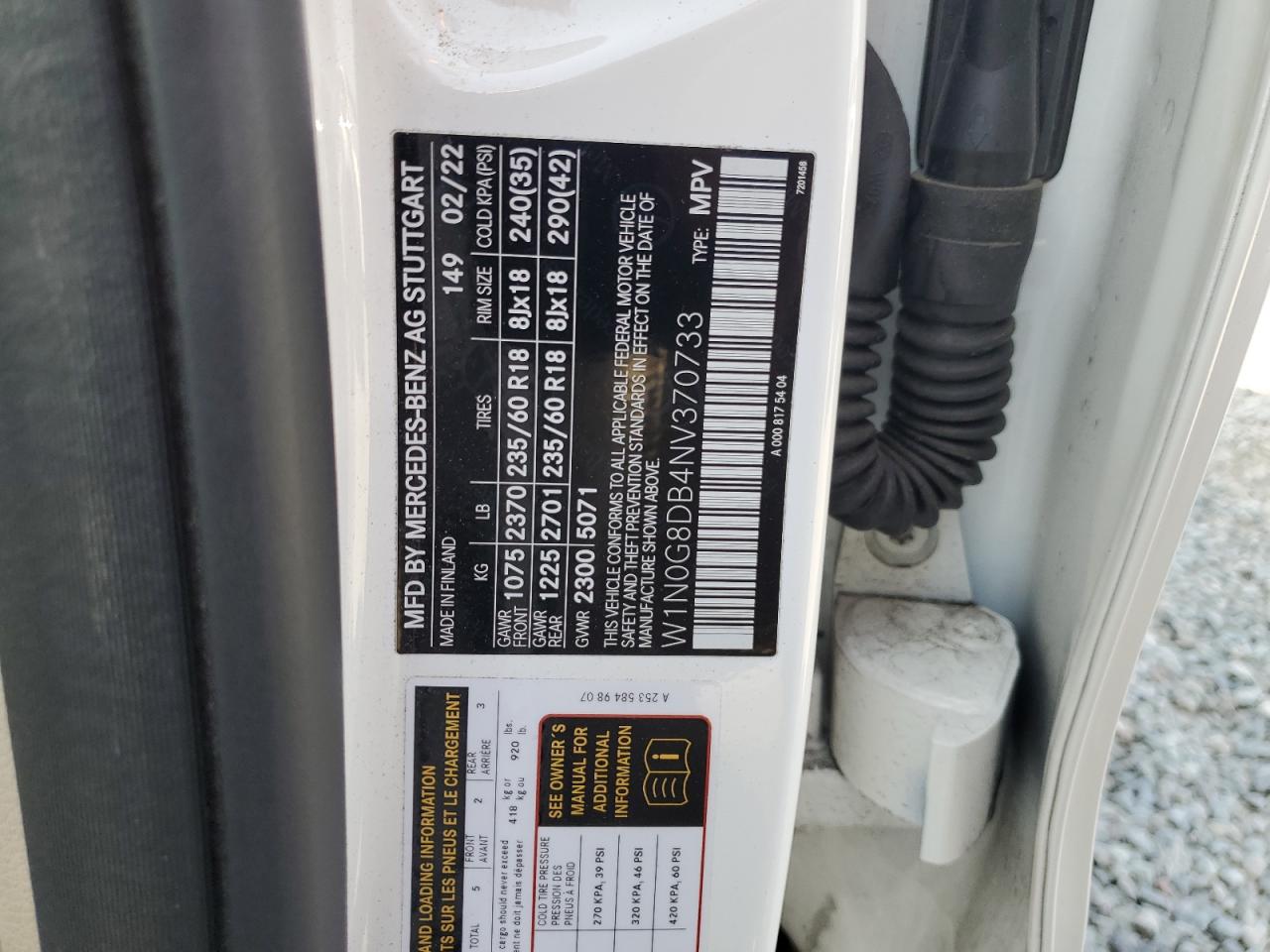 2022 Mercedes-Benz Glc 300 VIN: W1N0G8DB4NV370733 Lot: 64080715