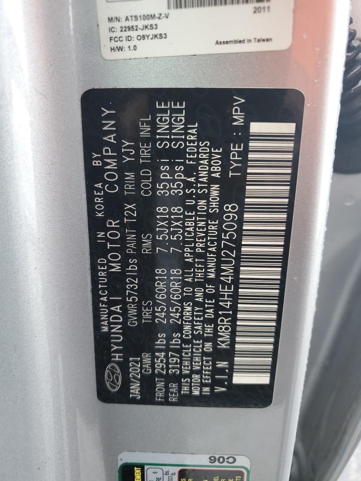 2021 Hyundai Palisade Se VIN: KM8R14HE4MU275098 Lot: 62680555