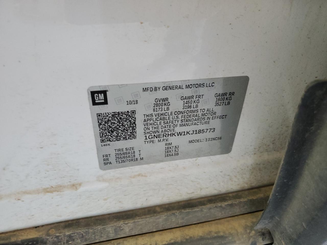 2019 Chevrolet Traverse Lt VIN: 1GNERHKW1KJ185773 Lot: 66623455