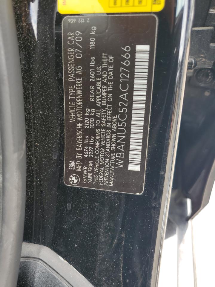 2010 BMW 528 I VIN: WBANU5C52AC127666 Lot: 63017635
