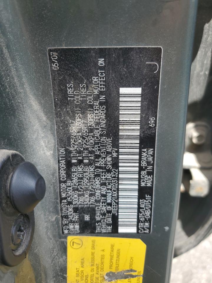 2007 Toyota Highlander Sport VIN: JTEEP21AX70231322 Lot: 64000835