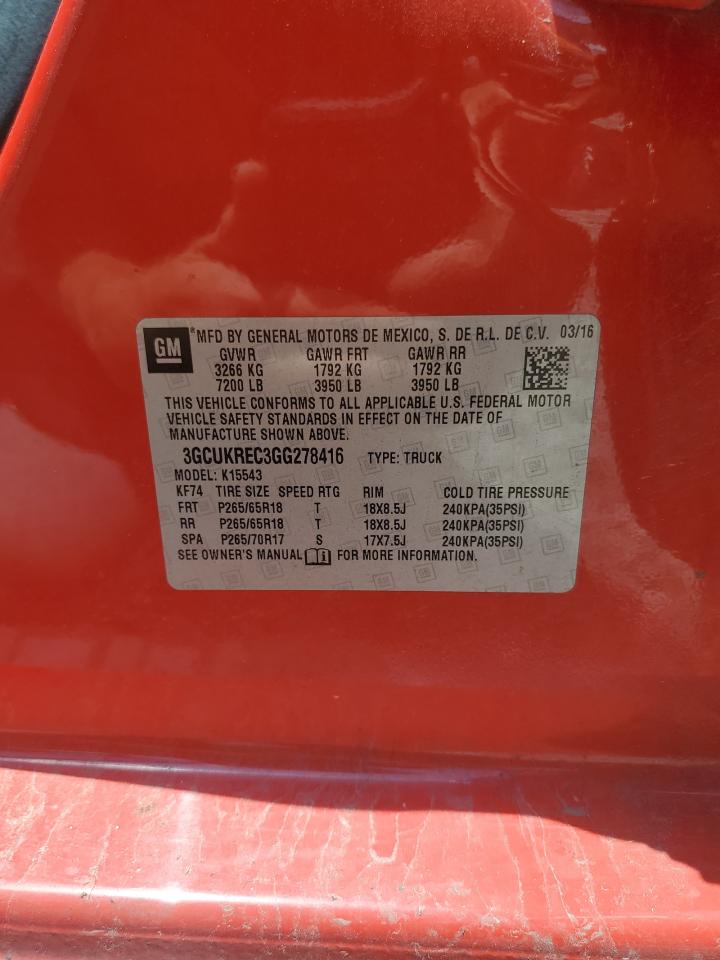2016 Chevrolet Silverado K1500 Lt VIN: 3GCUKREC3GG278416 Lot: 64727635