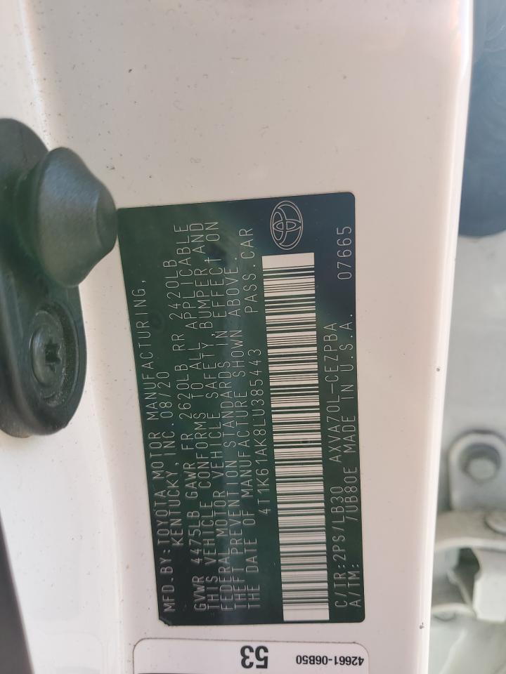 2020 Toyota Camry Xse VIN: 4T1K61AK8LU385443 Lot: 66847905