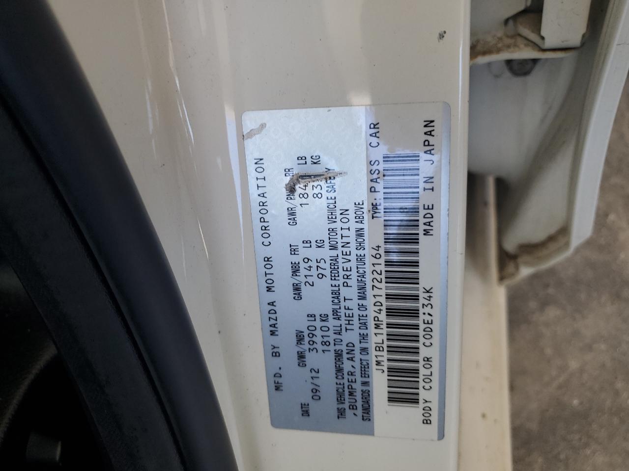 2013 Mazda 3 I VIN: JM1BL1MP4D1722164 Lot: 63817175