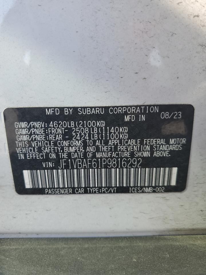 2023 Subaru Wrx Premium VIN: JF1VBAF61P9816292 Lot: 64692445