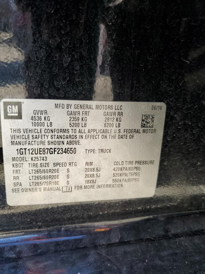 2016 GMC Sierra K2500 Denali VIN: 1GT12UE87GF234650 Lot: 62895495