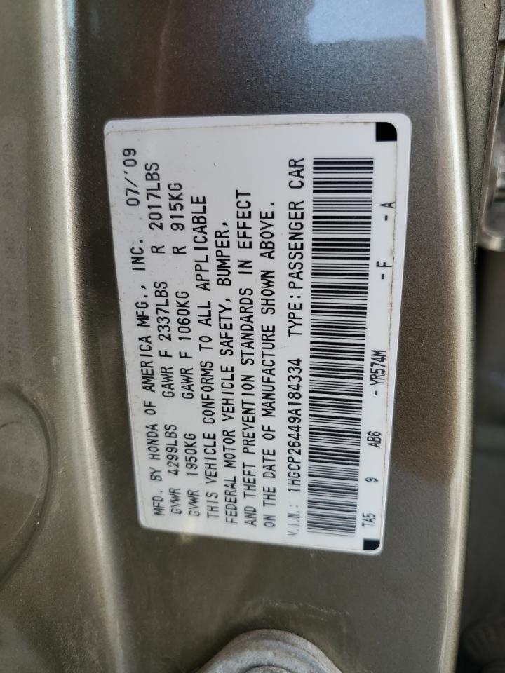 2009 Honda Accord Lxp VIN: 1HGCP26449A184334 Lot: 65074655
