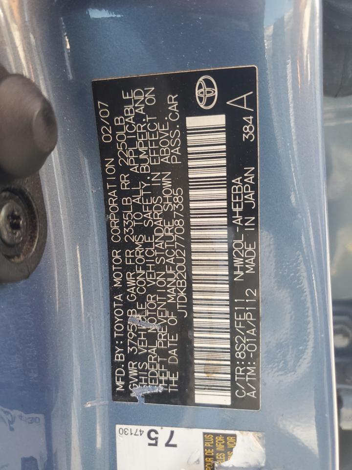 2007 Toyota Prius VIN: JTDKB20U277087385 Lot: 63255295