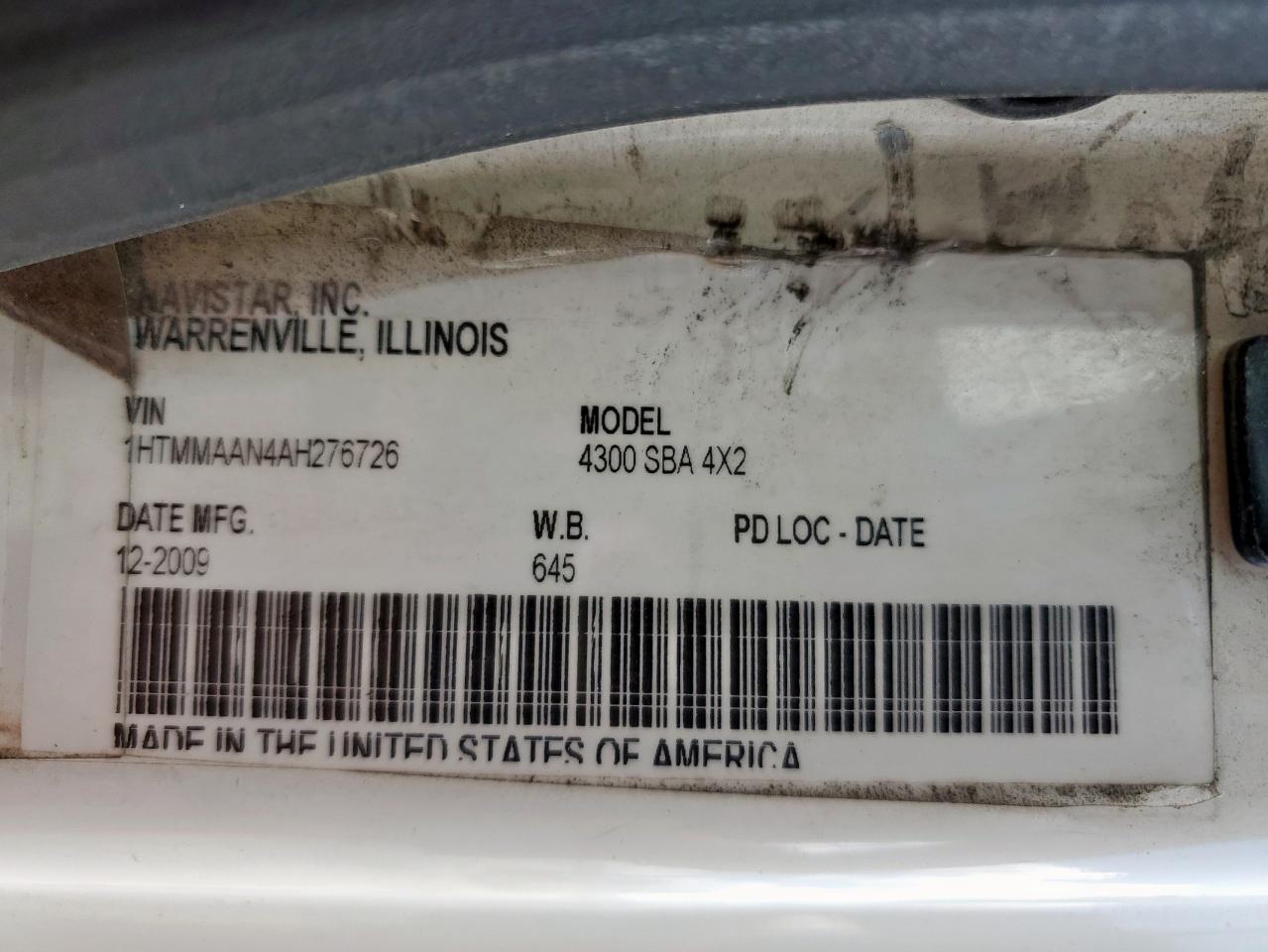2010 International 4000 4300 - Trucks Semi Truck VIN: 1HTMMAAN4AH276726 Lot: 63681585