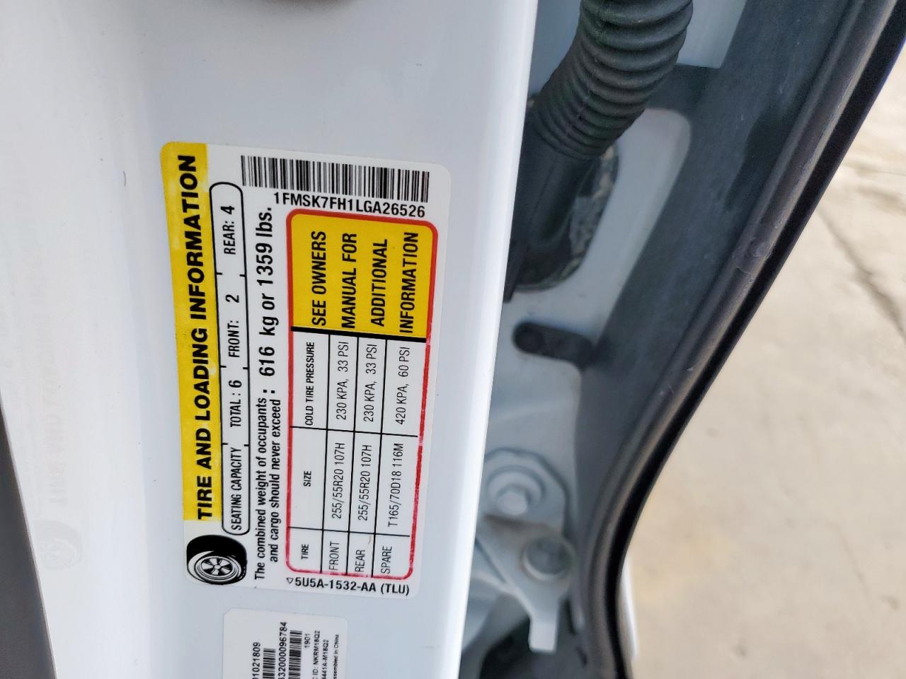 1FMSK7FH1LGA26526 2020 Ford Explorer Limited