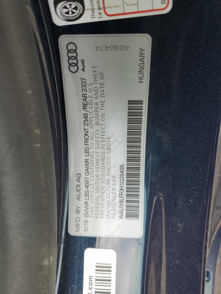 2017 Audi A3 Premium Plus VIN: WAUY8LFF0H1026495 Lot: 62635385