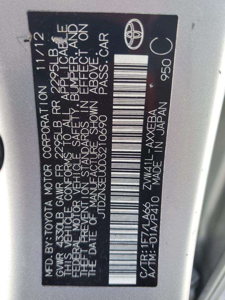 2013 Toyota Prius V VIN: JTDZN3EU0D3210690 Lot: 63310485