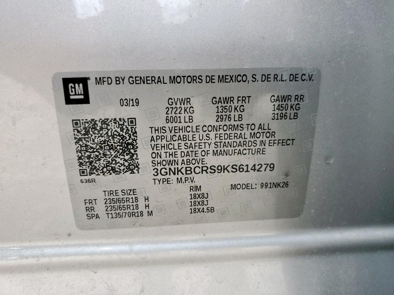 3gnkbcrs9ks614279 3GNKBCRS9KS614279 2019 Chevrolet Blazer 2Lt