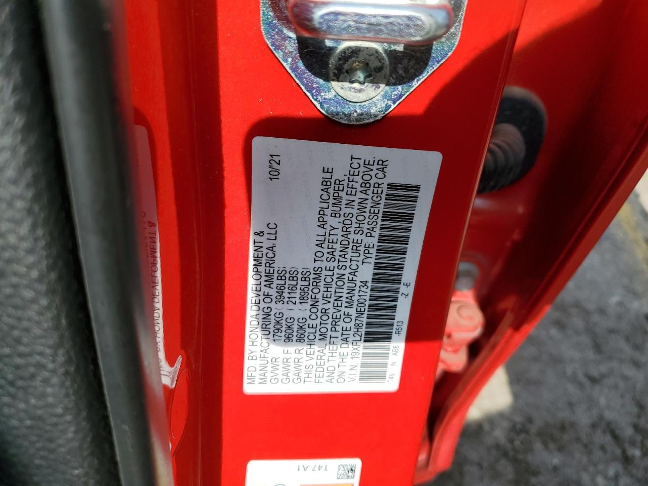 2022 Honda Civic Sport VIN: 19XFL2H87NE001734 Lot: 65522295