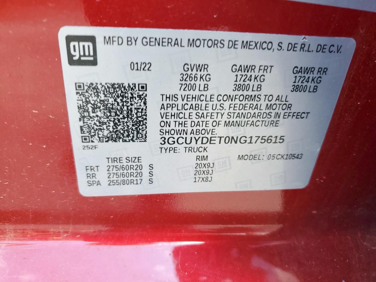 2022 Chevrolet Silverado Ltd K1500 Lt VIN: 3GCUYDET0NG175615 Lot: 63286715