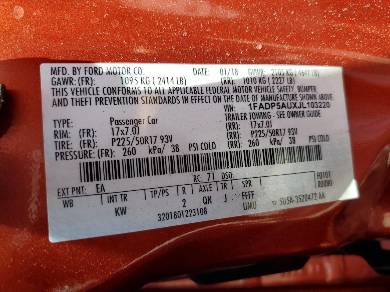 2018 Ford C-Max Se VIN: 1FADP5AUXJL103220 Lot: 65295285
