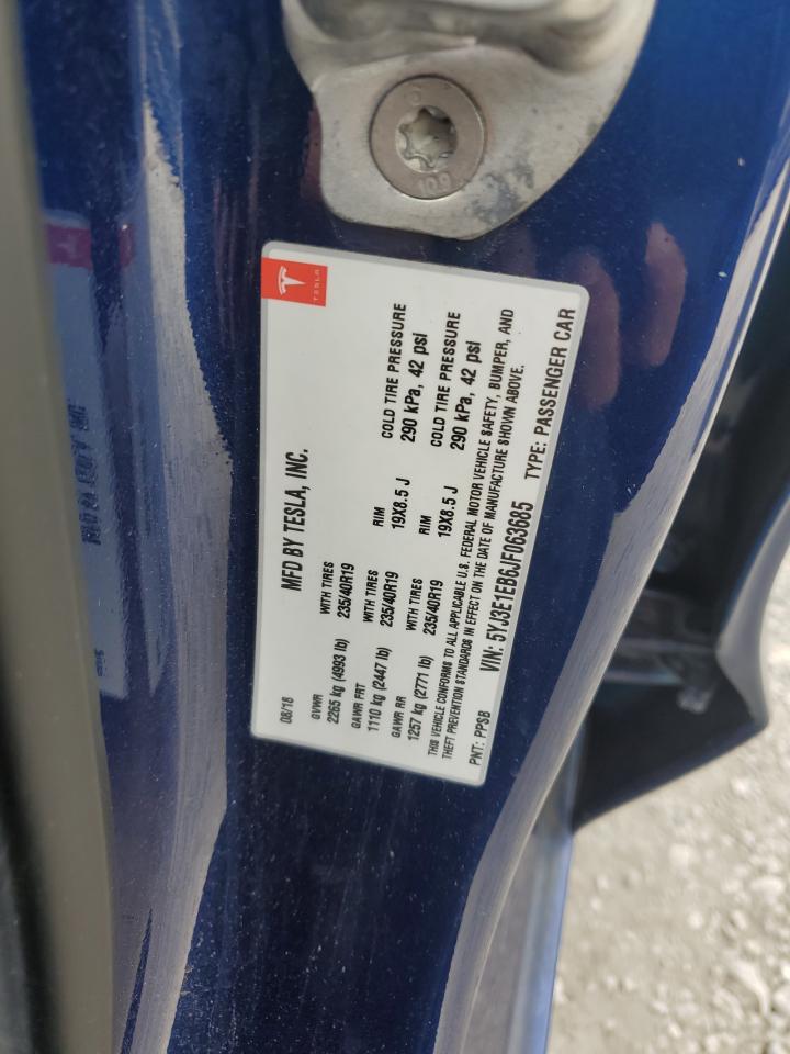 2018 Tesla Model 3 VIN: 5YJ3E1EB6JF063685 Lot: 58869895