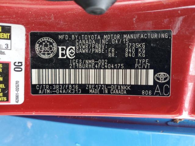 2015 TOYOTA COROLLA L  