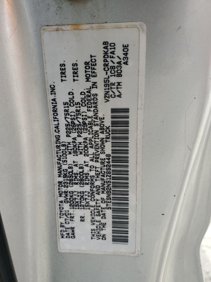 2001 Toyota Tacoma Xtracab Prerunner VIN: 5TESN92N51Z852448 Lot: 63047955