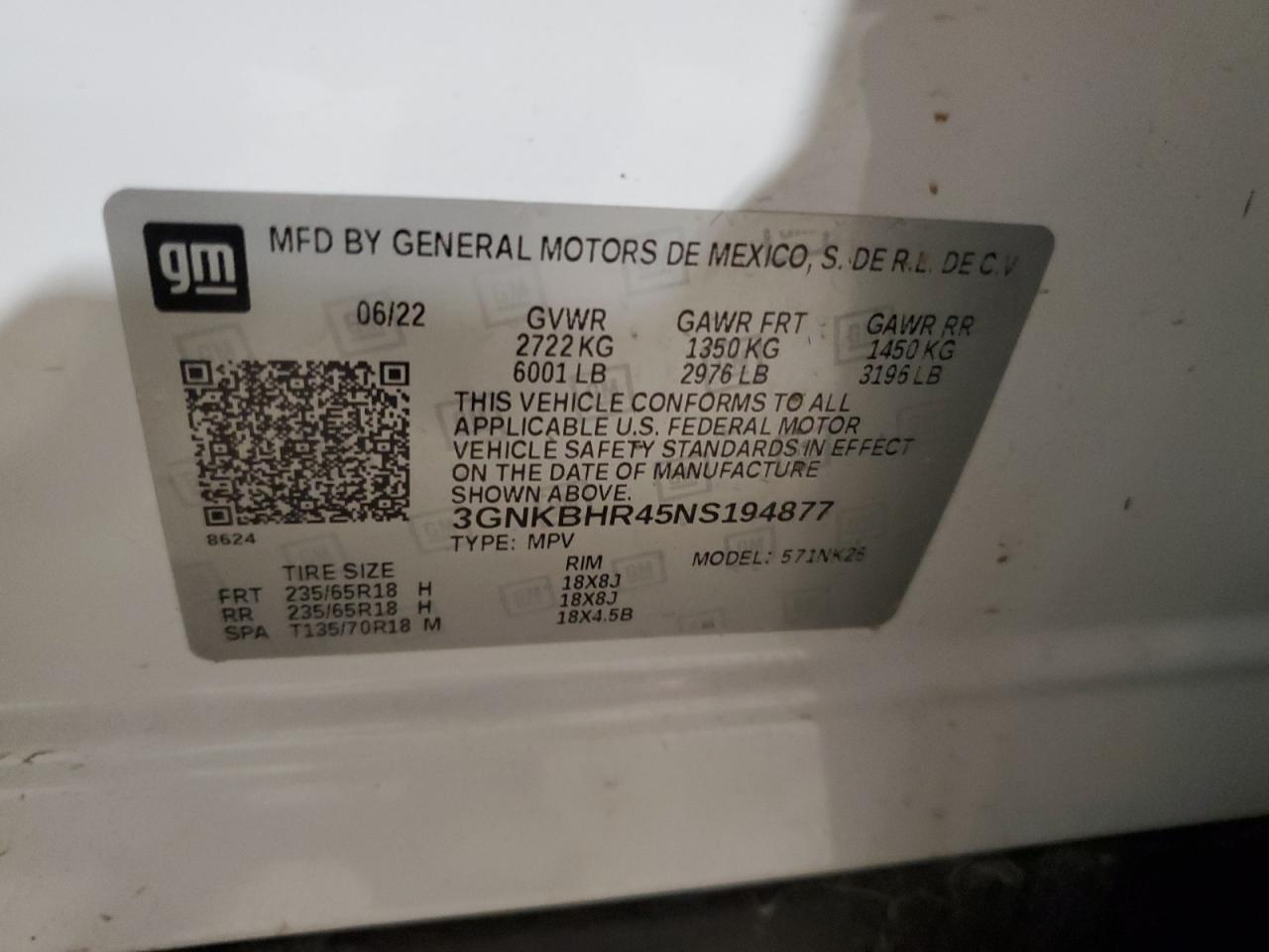 3gnkbhr45ns194877 3GNKBHR45NS194877 2022 Chevrolet Blazer 2Lt