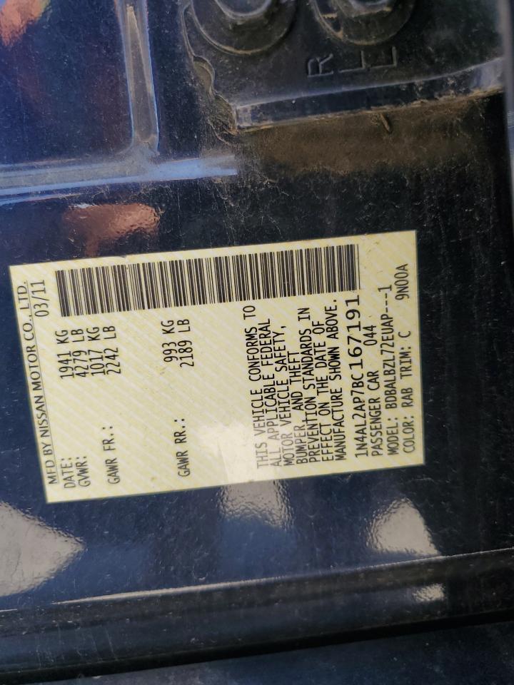 2011 Nissan Altima Base VIN: 1N4AL2AP7BC167191 Lot: 64950885