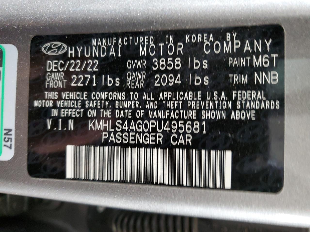 2023 Hyundai Elantra Sel VIN: KMHLS4AG0PU495681 Lot: 65347665