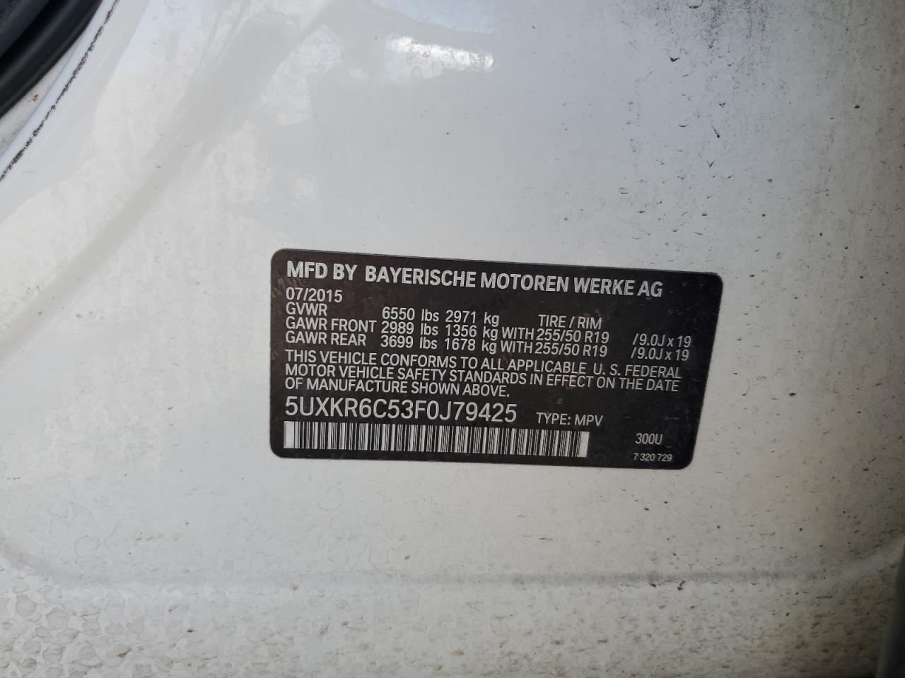 5UXKR6C53F0J79425 2015 BMW X5 xDrive50I