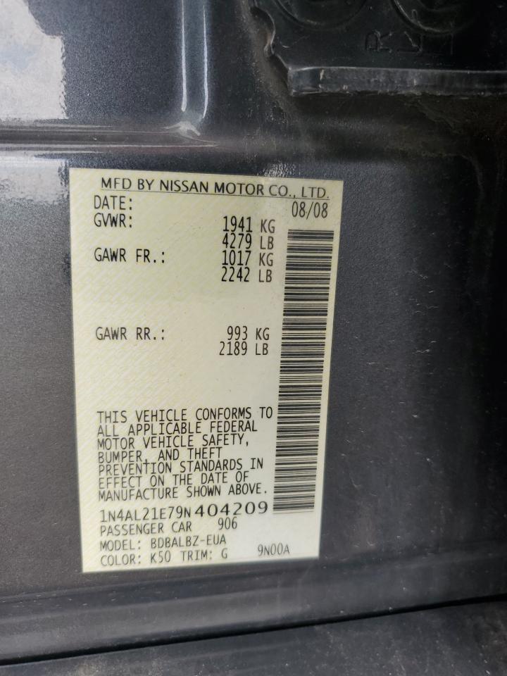 2009 Nissan Altima 2.5 VIN: 1N4AL21E79N404209 Lot: 64470665