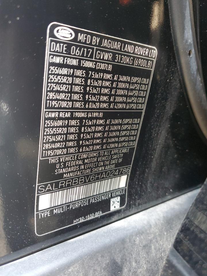 2017 Land Rover Discovery Hse VIN: SALRRBBV6HA024786 Lot: 63632885