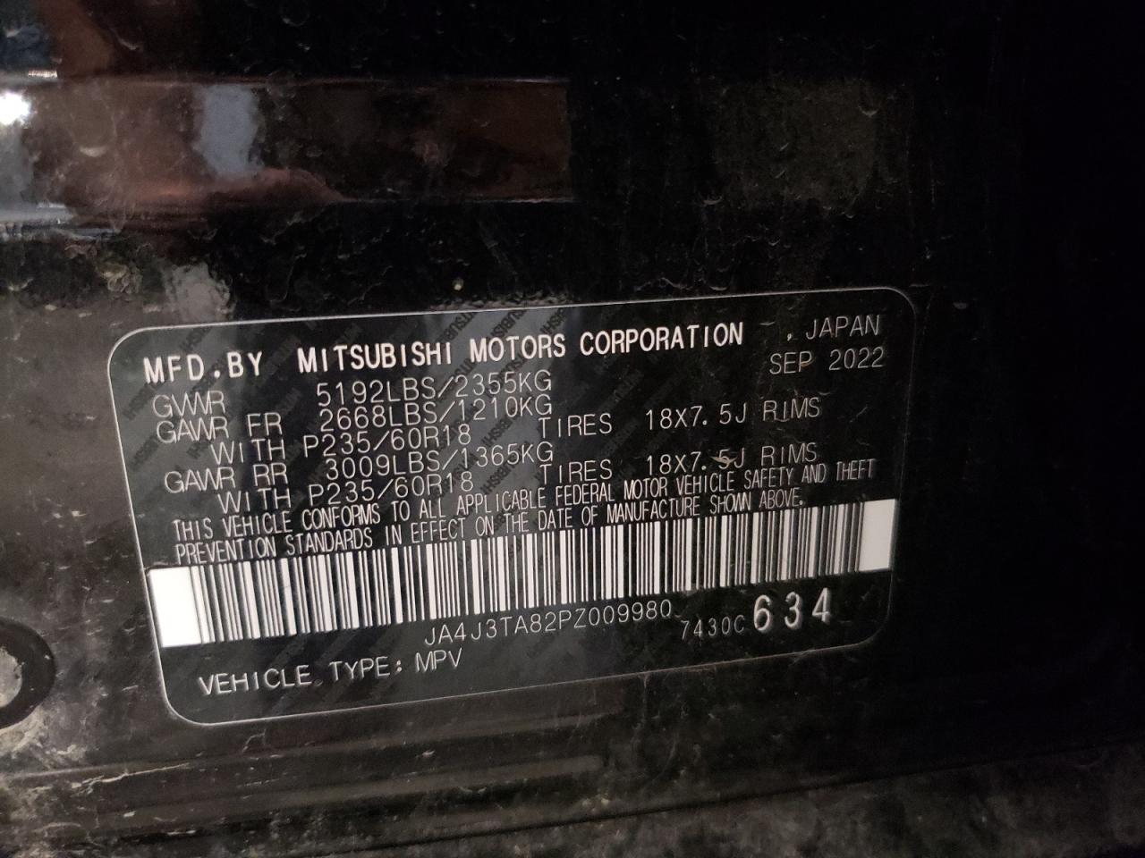 2023 Mitsubishi Outlander Es VIN: JA4J3TA82PZ009980 Lot: 66718525