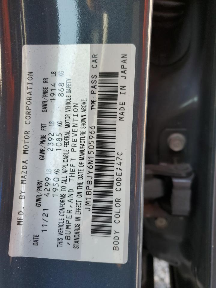 2022 Mazda 3 VIN: JM1BPBJY6N1505966 Lot: 67142035