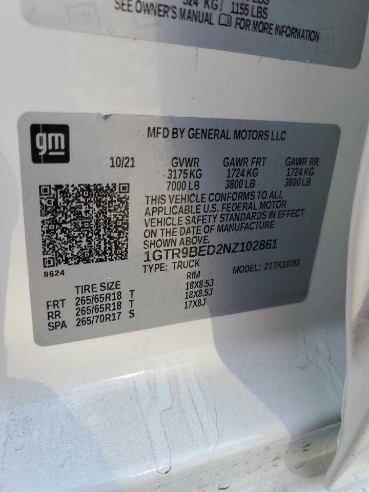 2022 GMC Sierra Limited K1500 Sle VIN: 1GTR9BED2NZ102861 Lot: 63345025