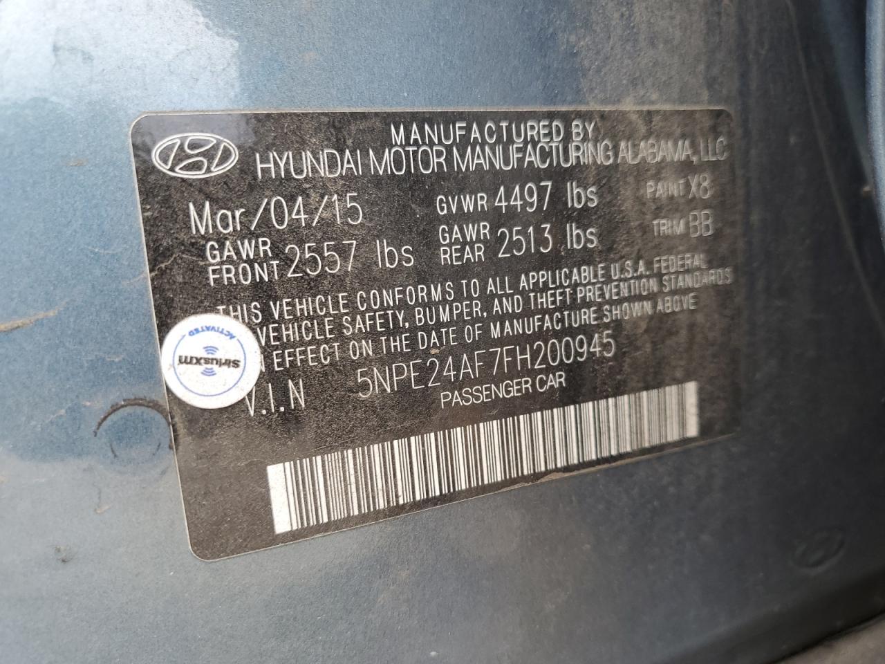 2015 Hyundai Sonata Se VIN: 5NPE24AF7FH200945 Lot: 67058405