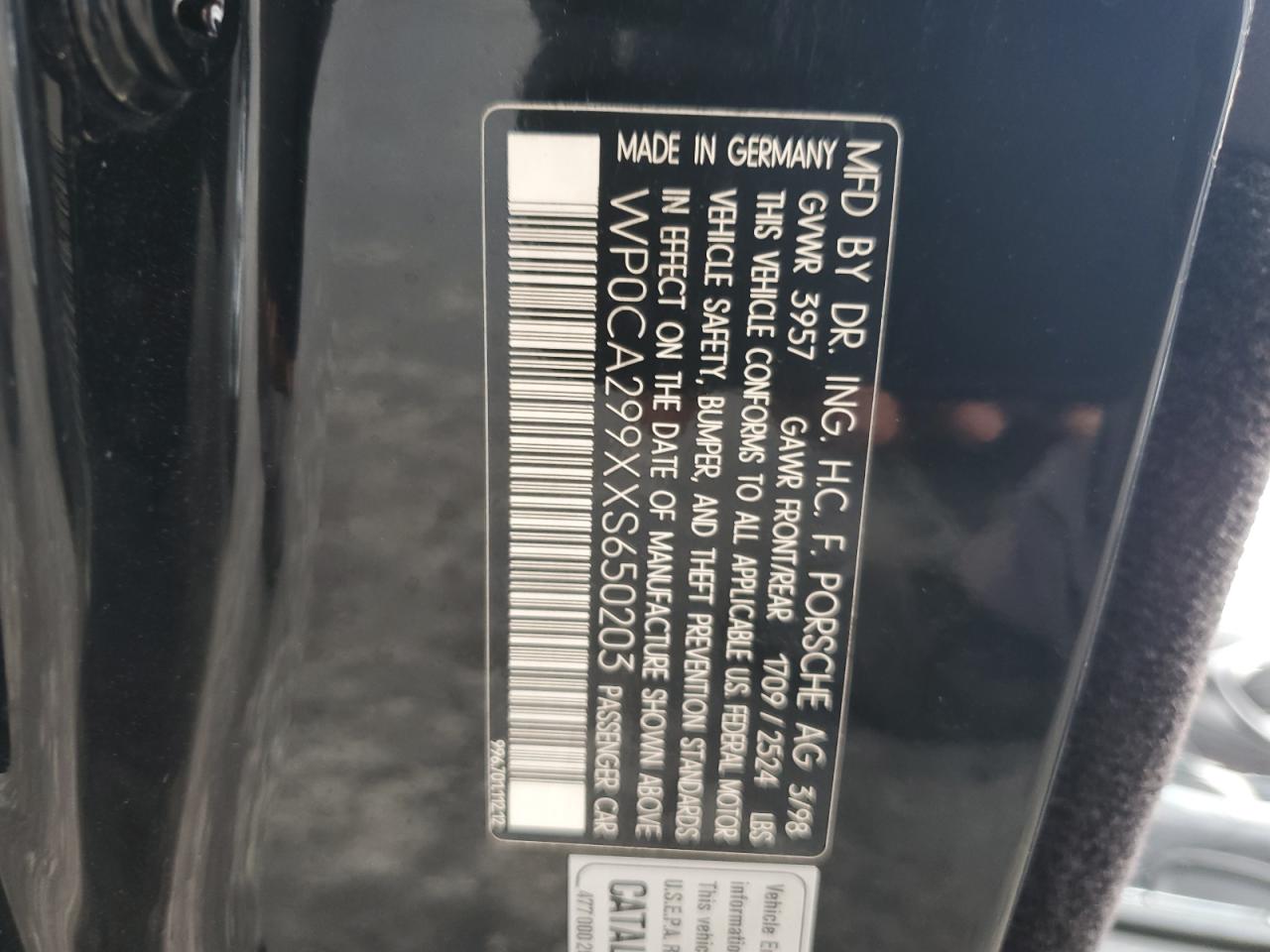 1999 Porsche 911 Carrera VIN: WP0CA299XXS650203 Lot: 65183685
