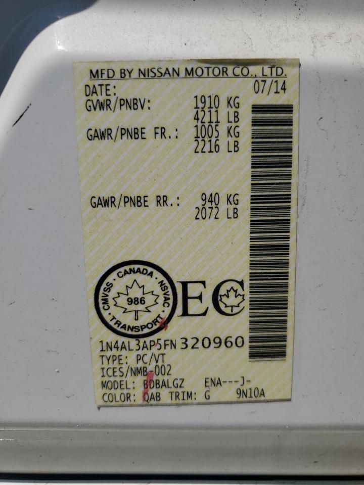 2015 Nissan Altima 2.5 VIN: 1N4AL3AP5FN320960 Lot: 64479005