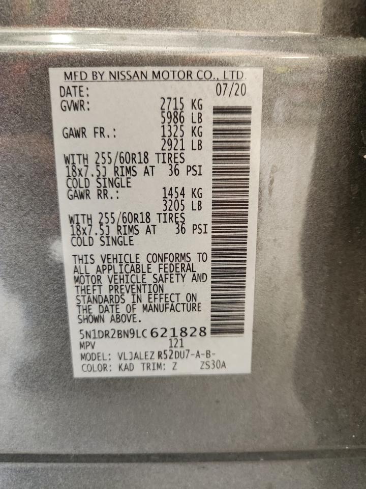 5n1dr2bn9lc621828 5N1DR2BN9LC621828 2020 Nissan Pathfinder Sv