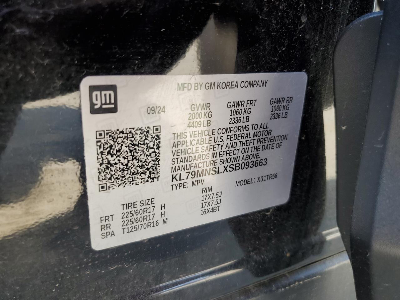 kl79mnslxsb093663 KL79MNSLXSB093663 2025 Chevrolet Trailblazer Ls