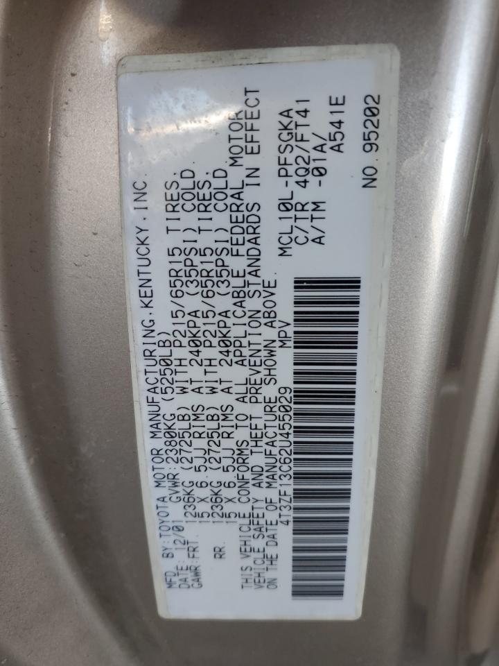 2002 Toyota Sienna Le VIN: 4T3ZF13C62U455029 Lot: 63062565