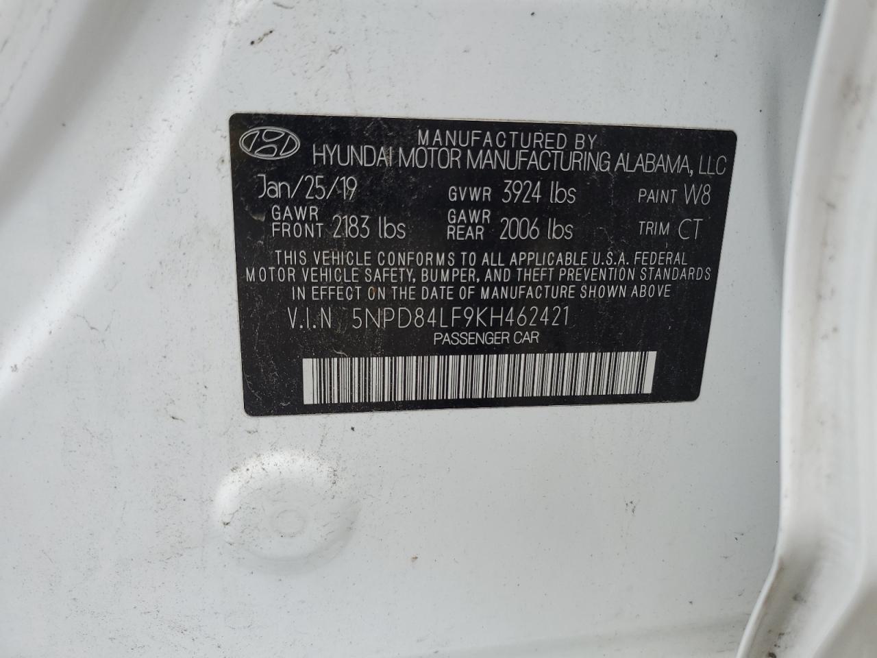 2019 Hyundai Elantra Sel VIN: 5NPD84LF9KH462421 Lot: 65057445