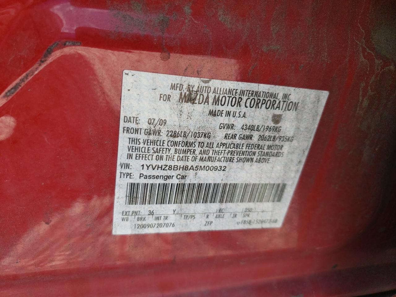 2010 Mazda 6 I VIN: 1YVHZ8BH8A5M00932 Lot: 63687045