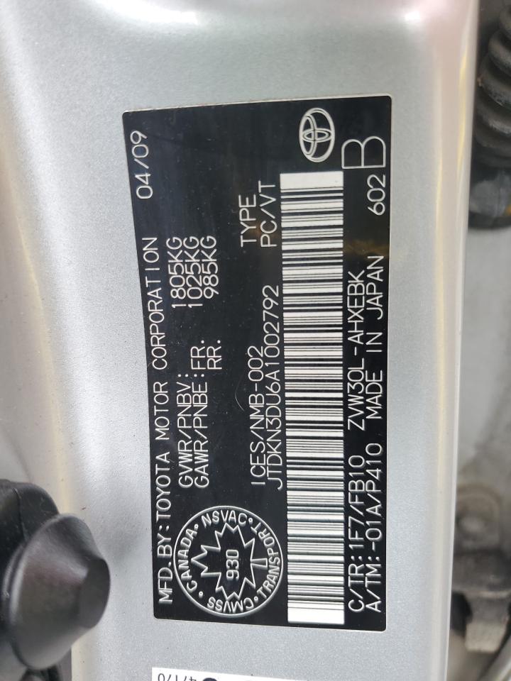 2010 Toyota Prius VIN: JTDKN3DU6A1002792 Lot: 62851125
