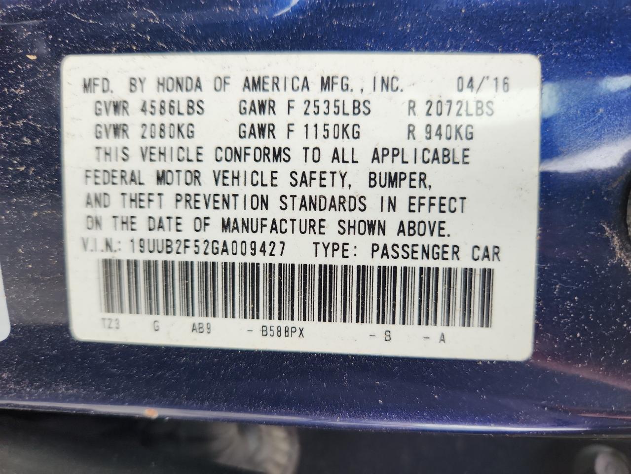 2016 Acura Tlx Tech VIN: 19UUB2F52GA009427 Lot: 64993675