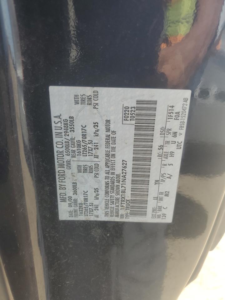 2001 Ford F150 VIN: 1FTRX18L71NA27627 Lot: 64190715