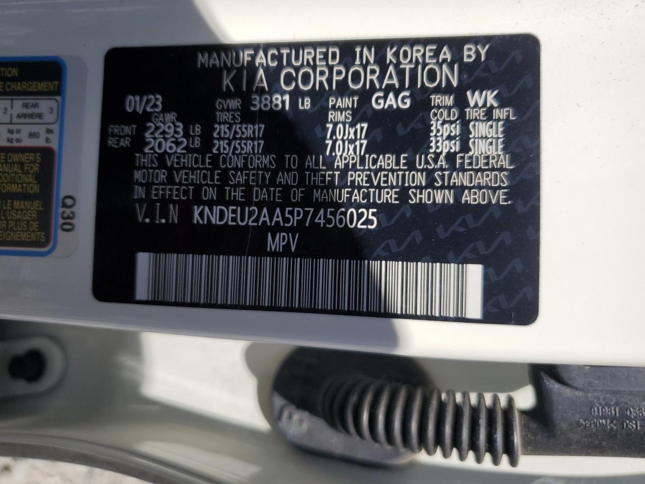 2023 Kia Seltos S VIN: KNDEU2AA5P7456025 Lot: 65809535