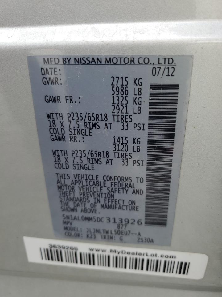2013 Infiniti Jx35 VIN: 5N1AL0MM5DC313926 Lot: 65467045