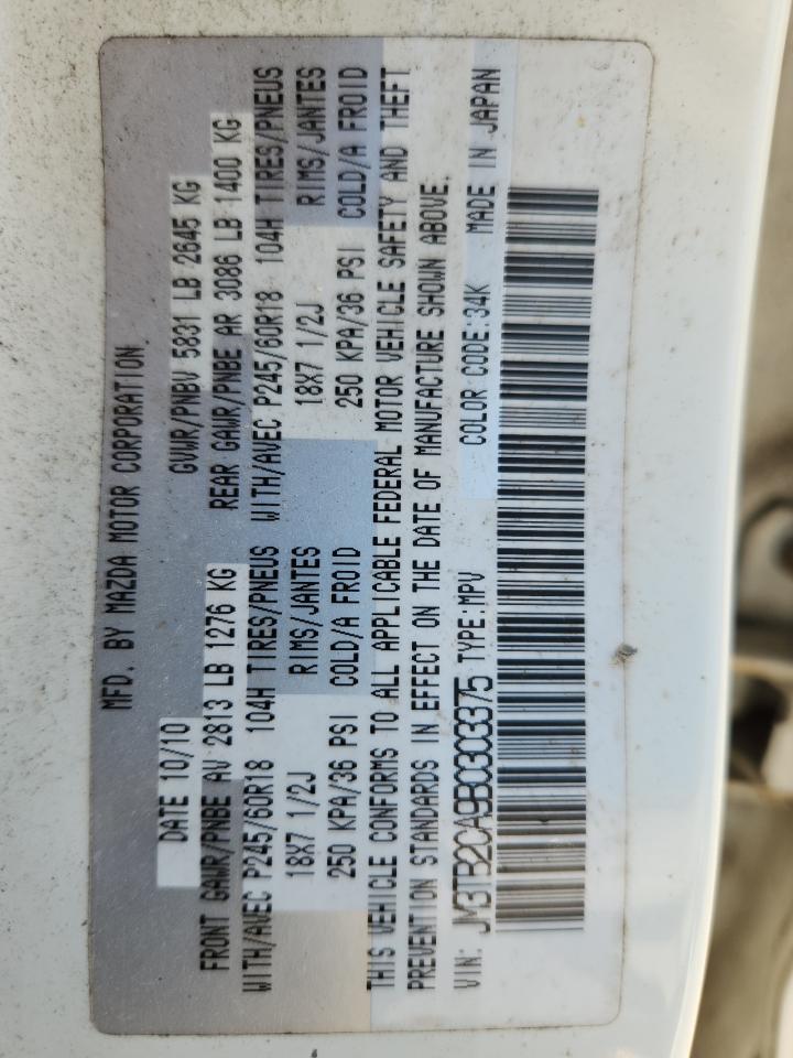 2011 Mazda Cx-9 VIN: JM3TB2CA9B0303375 Lot: 64664275