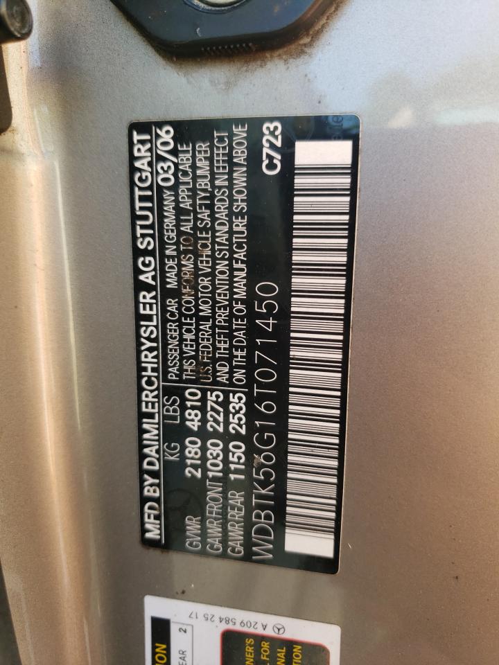 2006 Mercedes-Benz Clk 350 VIN: WDBTK56G16T071450 Lot: 66113695