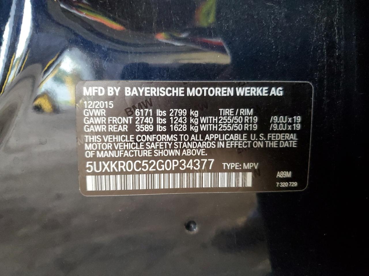 2016 BMW X5 xDrive35I VIN: 5UXKR0C52G0P34377 Lot: 63002375