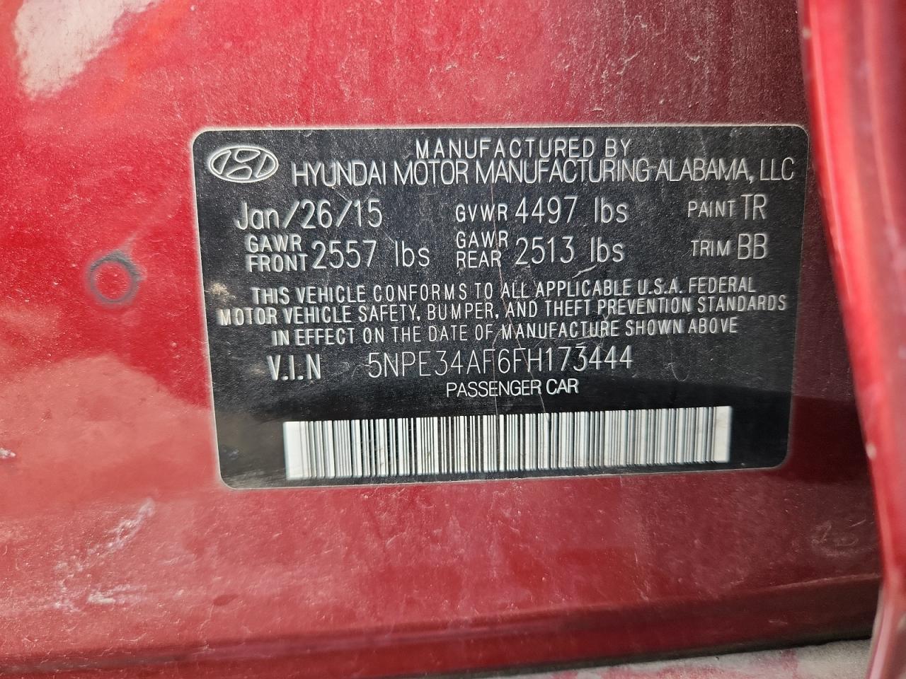 2015 Hyundai Sonata Sport VIN: 5NPE34AF6FH173444 Lot: 64055495