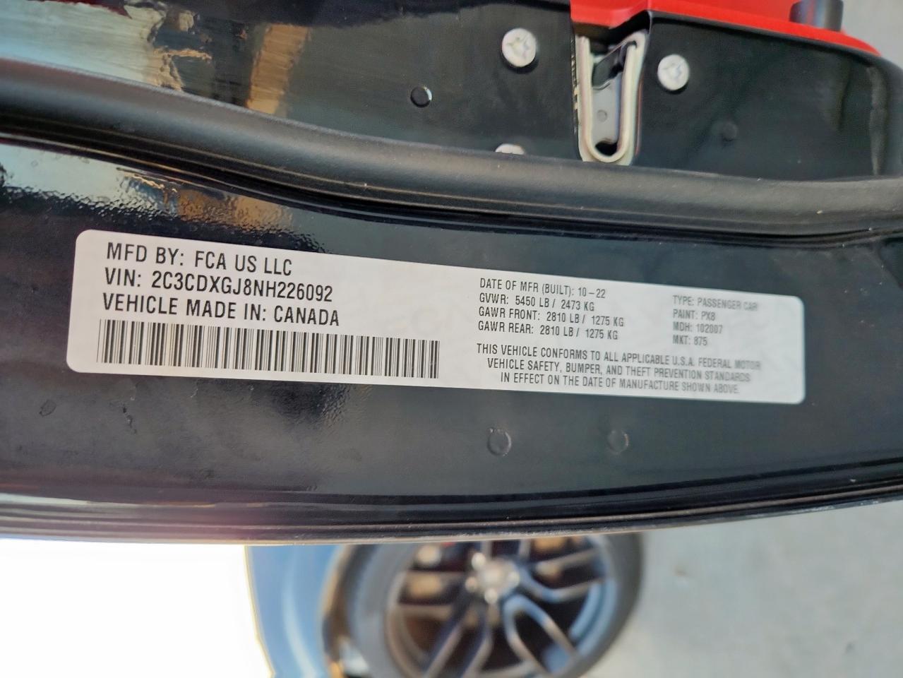 2022 Dodge Charger Scat Pack VIN: 2C3CDXGJ8NH226092 Lot: 66380905